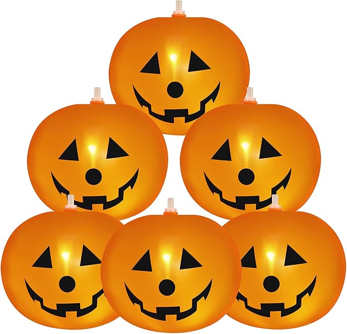 dorart 20 只装万圣节南瓜灯,橙色微笑南瓜灯笼乳胶气球南瓜串灯,万圣